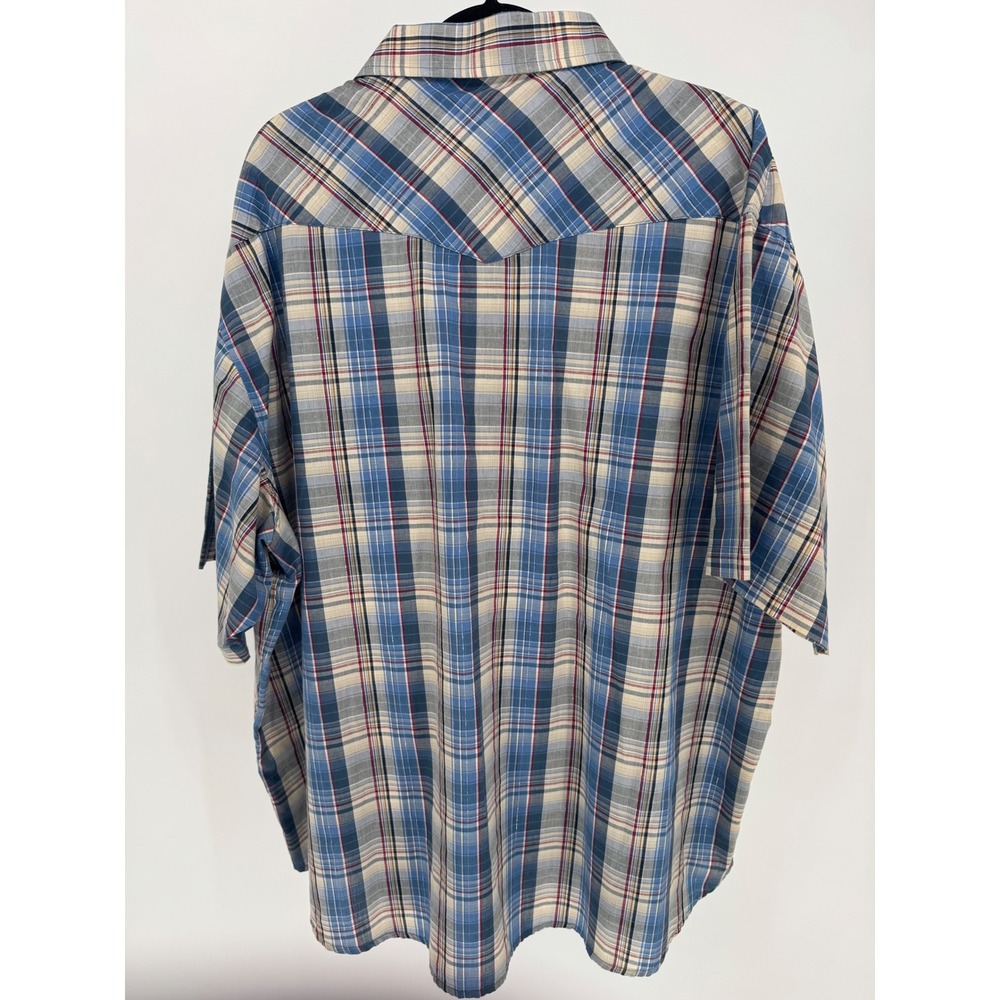 Rustler by Wrangler Men's 3XL Plaid Western Shirt‎ Short Sleeve Snap Button - Picture 4 of 8